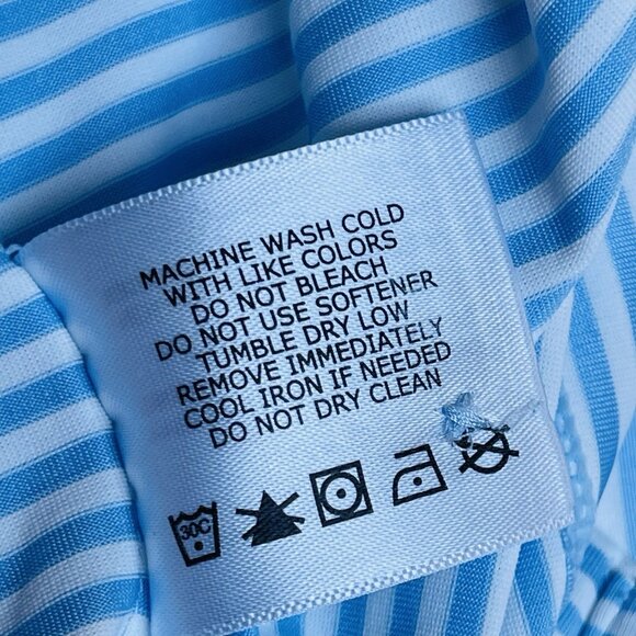 Coolibar Polo Shirt Mens Large Long Sleeve UPF 50 Golf Stripe Erodym Active Blue - Picture 7 of 11